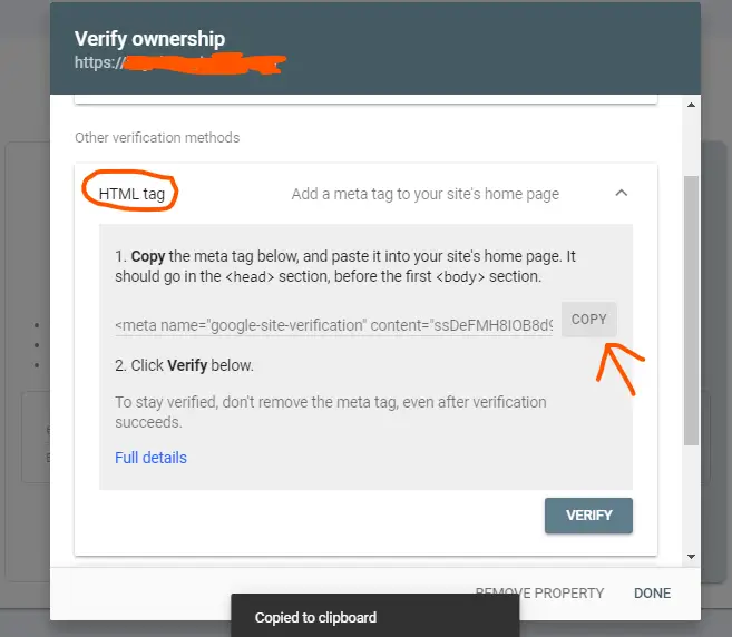 How to connect or verify Blogger blog Website in Google Search Console